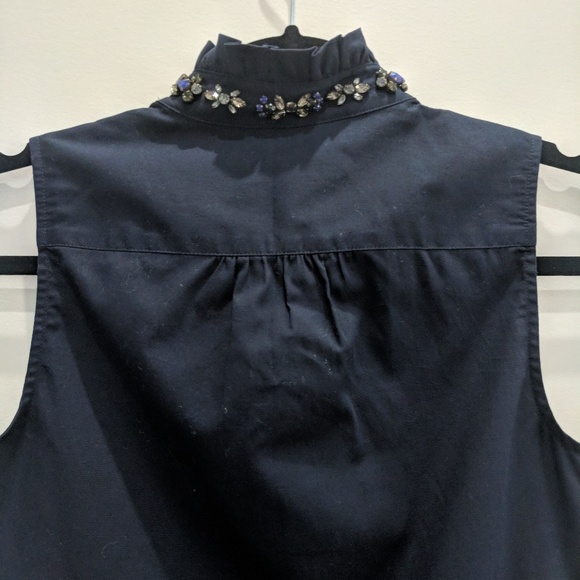 J.Crew Navy Ruffled Rhinestone Top - Picture 5 of 6